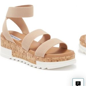 Steve Madden Ankle Strap Wedge Nude/Natural Size 7 (Fits like 6.5)